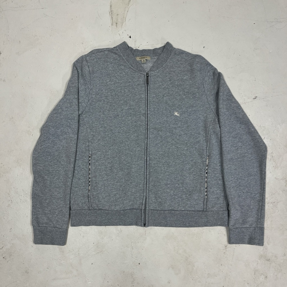 Burberry Full Zip Long Sleeve Sweatshirt in Grey